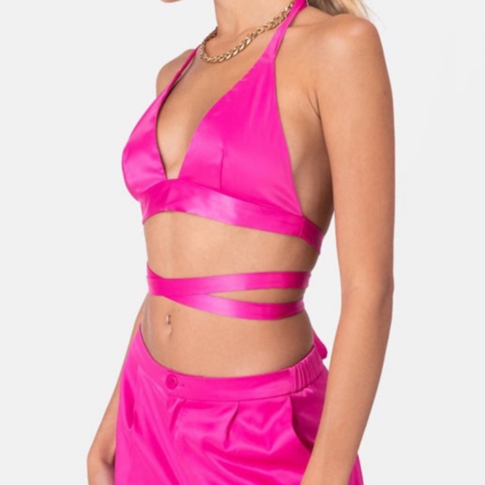 Adika Fuchsia Satin Wrap Bralette